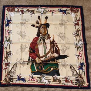 HERMES KERMIT OLIVER PANI LA SHAR PAWNEE INDIAN SILK SCARF 90CM NWT